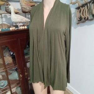 Always Indigo Size XL Olive Green Open Front Knit Cardigan